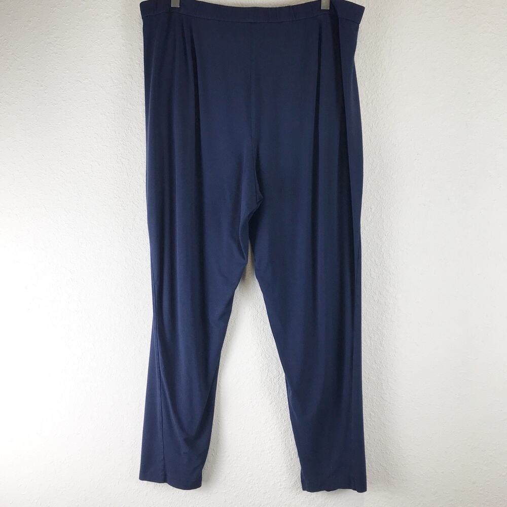 Eileen Fisher Pull-On Elastic Waist Pants Made in USA Navy Blue Pockets Size XL